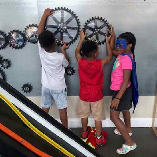 Kids at the STEAM Wall